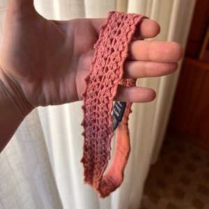 GAP 90s pink knit cotton crochet Lace Headband - vintage